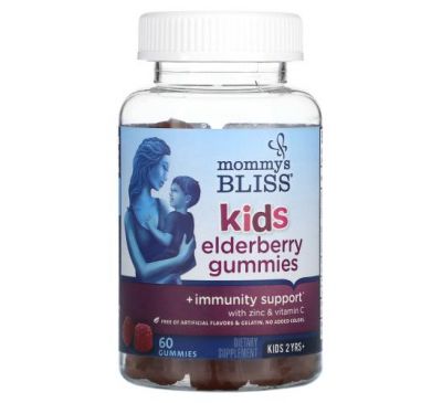 Mommy's Bliss, Kids, жувальні таблетки з бузиною для дітей, для зміцнення імунітету, 60 жувальних таблеток