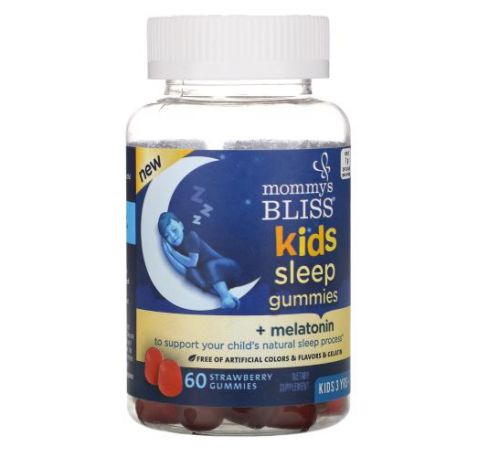 Mommy's Bliss, Kids Sleep Gummies + Melatonin, Kids 3 Years +, Strawberry, 60 Gummies