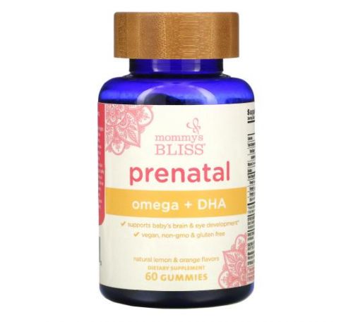 Mommy's Bliss, Prenatal Omega + DHA, Natural Lemon & Orange, 60 Gummies