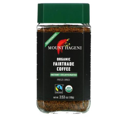 Mount Hagen, органічна кава, вироблена з дотриманням принципів справедливої торгівлі, розчинна, без кофеїну, 100 г (3,53 унції)