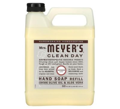 Mrs. Meyers Clean Day, жидкое мыло для рук, сменный блок, с запахом лаванды, 975 мл (33 жидк. унции)