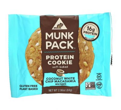 Munk Pack, Protein Cookie, кокос и белая крошка макадамии, 84 г (2,96 унции)