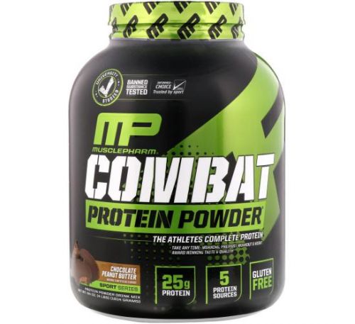 MusclePharm, Combat Protein Powder, Chocolate Peanut Butter, 4 lbs (1814 g)