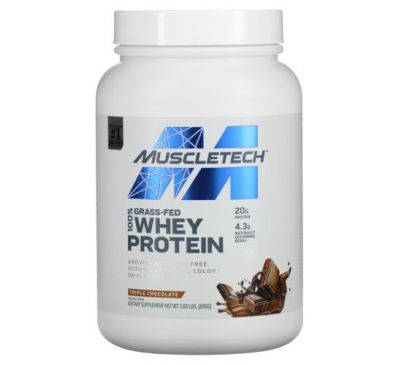 Muscletech, 100% сывороточный протеин травяного откорма, тройной шоколад, 816 г (1,8 фунта)