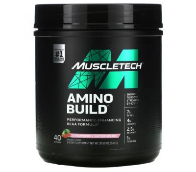 Muscletech, Amino Build, аминокислоты, клубника и арбуз, 593 г (20,92 унции)