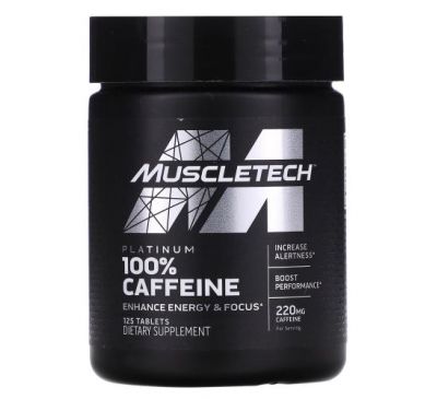 Muscletech, Platinum 100%, кофеин, 220 мг, 125 таблеток