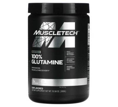 Muscletech, Essential Series, Platinum 100%, глютамин, без добавок, 5 г, 300 г (10,58 унции)