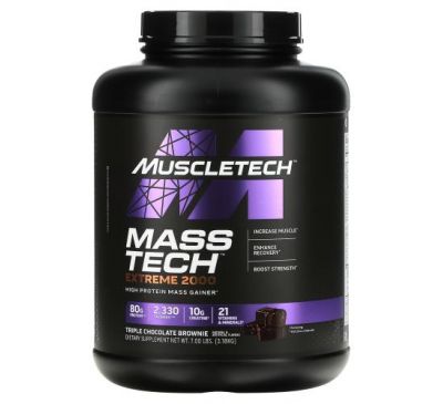 Muscletech, Mass Tech Extreme 2000, тройной шоколадный брауни, 7 фунтов (3,18 кг)