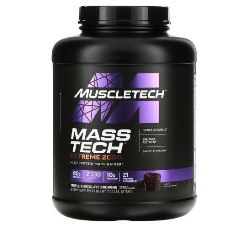 Muscletech, Mass Tech Extreme 2000, Triple Chocolate Brownie, 7.00 lb (3.18 kg)