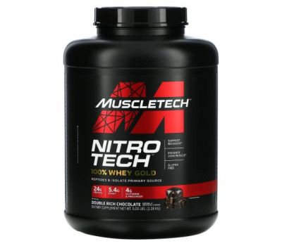 Muscletech, Nitro Tech, 100 % Whey Gold, подвійний шоколад, 2,28 кг (5,03 фунта)