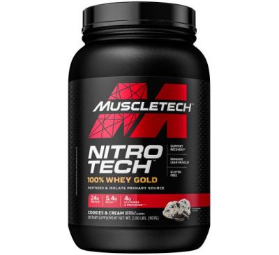 Muscletech, Nitro Tech, 100% Whey Gold, сывороточный протеин, печенье с кремом, 1,00 кг (2,21 фунта)