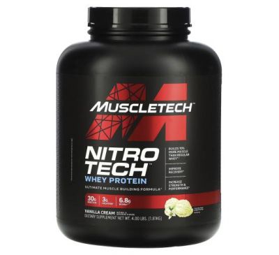 Muscletech, Nitro Tech, Whey Protein, Vanilla Cream, 4 lbs (1.81 kg)