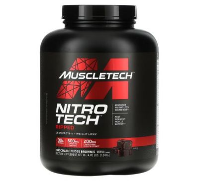 Muscletech, Nitro Tech Ripped, Ultimate Protein + Weight Loss Formula, Chocolate Fudge Brownie, 4 lbs (1.81 kg)