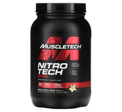Muscletech, Nitro Tech, Ripped, Ultimate Protein + Weight Loss Formula, French Vanilla Swirl, 2 lbs (907 g)