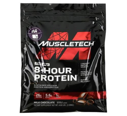 Muscletech, Platinum 8-Hour Protein, Milk Chocolate, 4.6 lbs (2.09 kg)