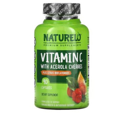 NATURELO, Vitamin C with Acerola Cherries Plus Citrus Bioflavonoids, 90 Capsules