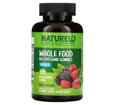NATURELO, Whole Food Vitamin Gummies For Adults, Berry, 120 Gummies