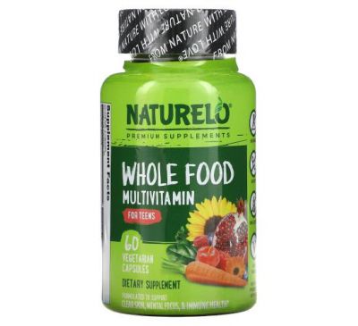 NATURELO, мультивітаміни з цільних продуктів для підлітків, 60 вегетаріанських капсул