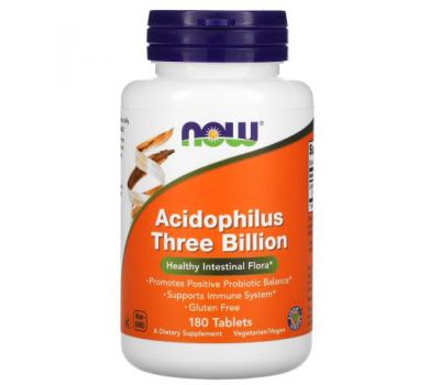 NOW Foods, Acidophilus Three Billion, 180 Tablets