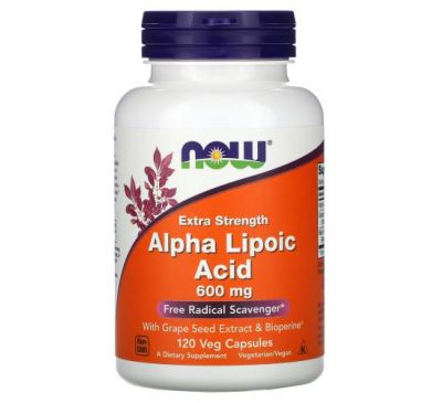NOW Foods, Alpha Lipoic Acid, Extra Strength, 600 mg, 120 Veg Capsules
