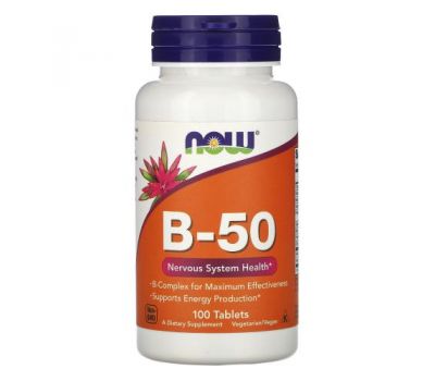 NOW Foods, B-50, 100 Tablets