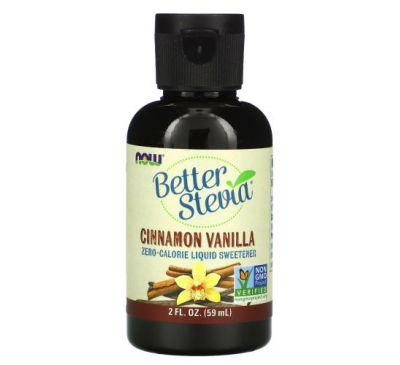 NOW Foods, Better Stevia, Zero-Calorie Liquid Sweetener, Cinnamon Vanilla, 2 fl oz (60 ml)