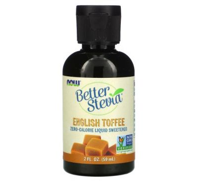 NOW Foods, Better Stevia, Zero-Calorie Liquid Sweetener, English Toffee, 2 fl oz (59 ml)