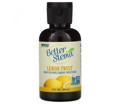 NOW Foods, Better Stevia, Zero-Calorie Liquid Sweetener, Lemon Twist, 2 fl oz (59 ml)