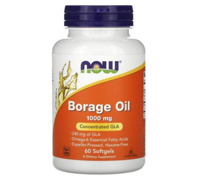 NOW Foods, Borage Oil, Concentration GLA, 1,000 mg, 60 Softgels