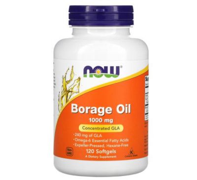 NOW Foods, Borage Oil, Concentration GLA , 1,000 mg, 120 Softgels