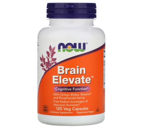 NOW Foods, Brain Elevate, добавка для підтримки роботи мозку, 120 вегетаріанських капсул