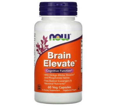 NOW Foods, Brain Elevate, добавка для підтримки роботи мозку, 60 вегетаріанських капсул