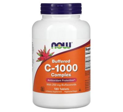NOW Foods, C-1000, комплекс буферизованого вітаміну С, 180 таблеток