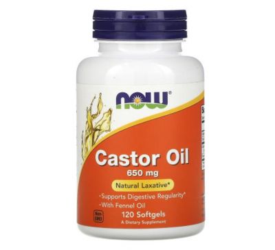 NOW Foods, Castor Oil, 650 mg, 120 Softgels