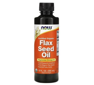 NOW Foods, Certified Organic, Flax Seed Oil, 12 fl oz (355 ml)