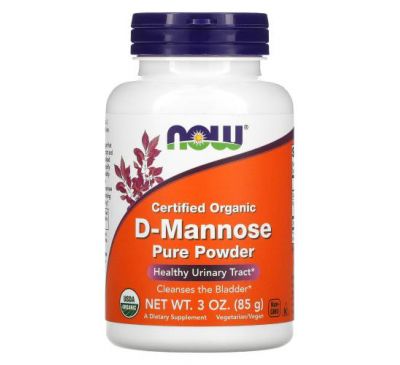 NOW Foods, Certified Organic D-Mannose Pure Powder, 3 oz (85 g)