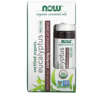 NOW Foods, Certified Organic Eucalyptus Roll-On, 1/3 fl oz (10 ml)
