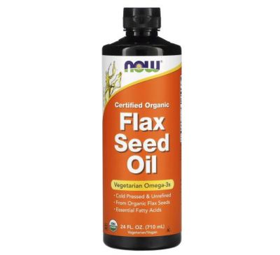 NOW Foods, Certified Organic Flax Seed Oil, 24 fl oz (710 ml)