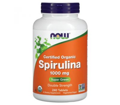 NOW Foods, Certified Organic Spirulina, 333 mg, 240 Tablets