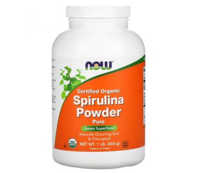 NOW Foods, Certified Organic Spirulina Powder, 1 lb (454 g)