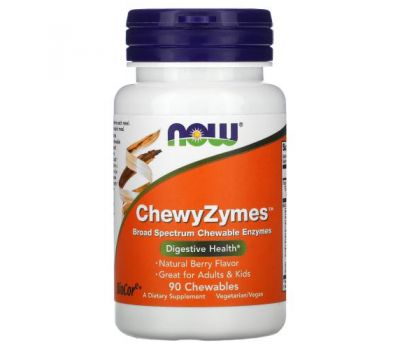 NOW Foods, ChewyZymes, Natural Berry Flavor, 90 Chewables
