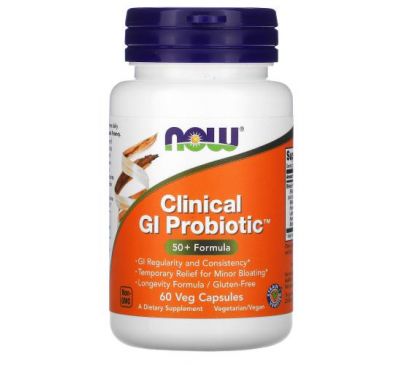 NOW Foods, Clinical GI Probiotic, 50+ Formula, 60 Veg Capsules