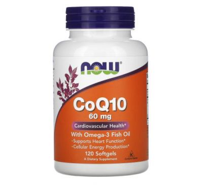 NOW Foods, CoQ10 with Omega-3 Fish Oil, 60 mg, 120 Softgels