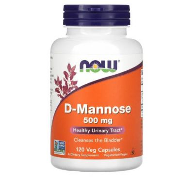 NOW Foods, D-манноза, 500 мг, 120 рослинних капсул