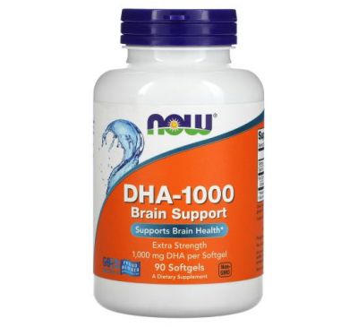 NOW Foods, DHA-1000 Brain Support, Extra Strength, 1,000 mg, 90 Softgels