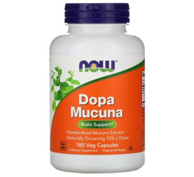 NOW Foods, Dopa Mucuna, 180 рослинних капсул