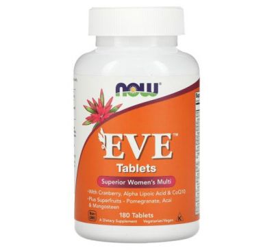 NOW Foods, EVE, покращені мультивітаміни для жінок, 180 таблеток