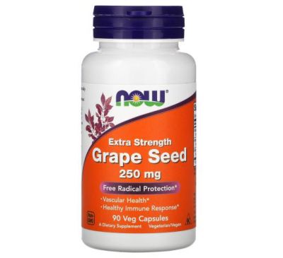 NOW Foods, Extra Strength Grape Seed, 250 mg, 90 Veg Capsules