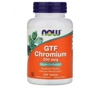 NOW Foods, GTF Chromium, 200 mcg, 250 Tablets