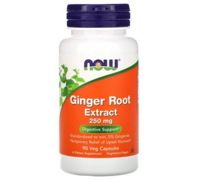 NOW Foods, Ginger Root Extract, 250 mg, 90 Veg Capsules